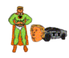 Superhero Trumpman introduces Trumpmobile