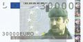 The new 30,000 Euro banknote, with the picture of an Absurdistani physicist.