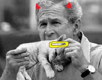 George bush huffing poor kitten.