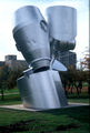 This sculpture consists of two cement trucks and a grain hopper. No, seriously.