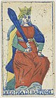 Piedmontese tarot deck - Solesio - 1865 - Queen of Batons.jpg