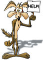 Wile E. Coyote and his wordless plees for help. in use