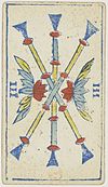Piedmontese tarot deck - Solesio - 1865 - 3 of Batons.jpg
