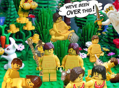 Bloks, Styrenymus. The (Kinder)Garten of Studly Delights ( ??? BCE ), ABS on ABS. "For whosoever shall commit any of these abominations, even the constituent interchangeable pieces that commit them shall be cut off from among their playset, and denied Piece in even that Bin of Plastick where they are placed the pieces for which it is not known to whose kit they belong." - Legoticus 18:20