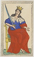 Minchiate card deck - Florence - 1860-1890 - Swords - 13 - Queen.jpg