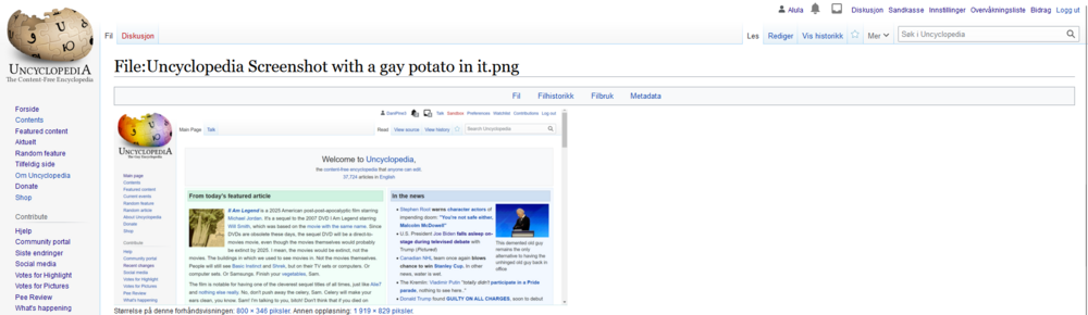 Uncyclopedia Screenshot with a straight potato in it.png