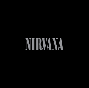 Black square with the gray word "NIRVANA" in the center
