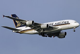 Singapore Airlines A380-841 (9V-SKB) landing at Singapore Changi Airport (3).jpg